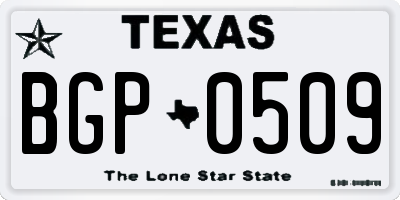 TX license plate BGP0509