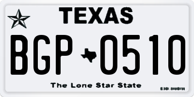 TX license plate BGP0510