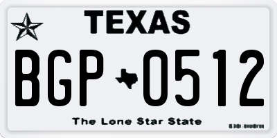 TX license plate BGP0512