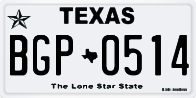 TX license plate BGP0514