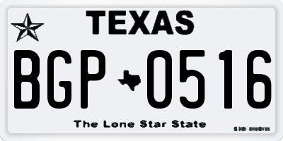 TX license plate BGP0516