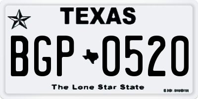 TX license plate BGP0520