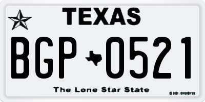 TX license plate BGP0521
