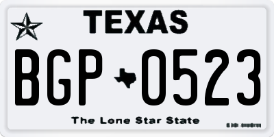 TX license plate BGP0523
