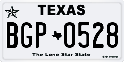 TX license plate BGP0528