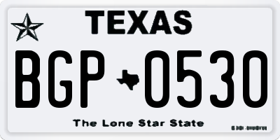 TX license plate BGP0530