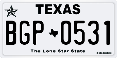 TX license plate BGP0531