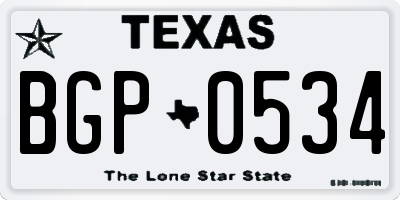 TX license plate BGP0534
