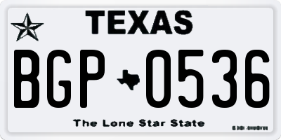 TX license plate BGP0536
