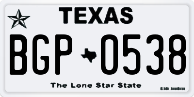 TX license plate BGP0538
