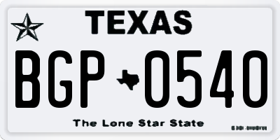 TX license plate BGP0540