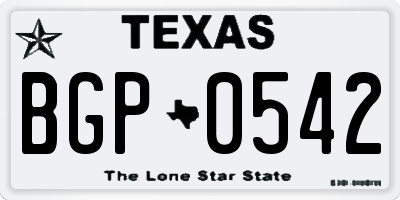TX license plate BGP0542