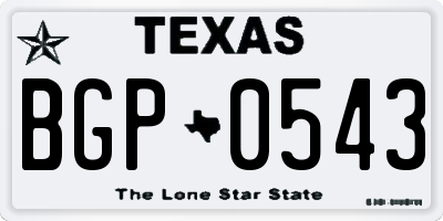 TX license plate BGP0543