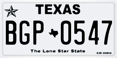 TX license plate BGP0547