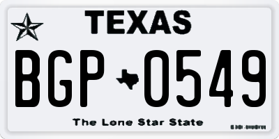 TX license plate BGP0549