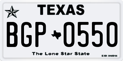 TX license plate BGP0550