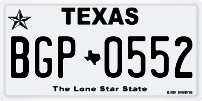 TX license plate BGP0552