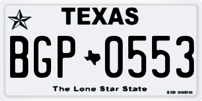 TX license plate BGP0553