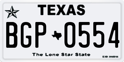 TX license plate BGP0554