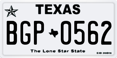 TX license plate BGP0562
