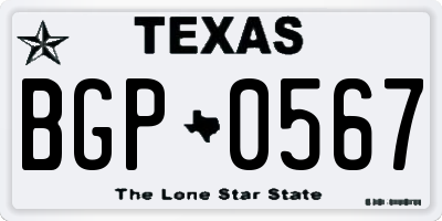 TX license plate BGP0567