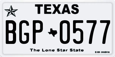 TX license plate BGP0577