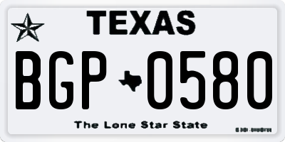 TX license plate BGP0580