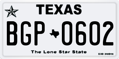TX license plate BGP0602