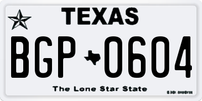 TX license plate BGP0604
