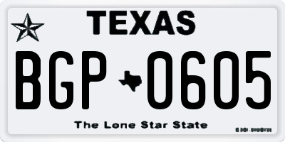 TX license plate BGP0605
