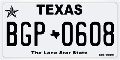 TX license plate BGP0608