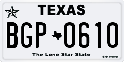 TX license plate BGP0610