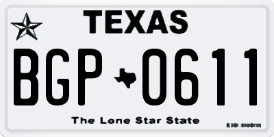 TX license plate BGP0611