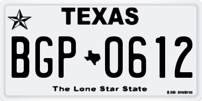 TX license plate BGP0612