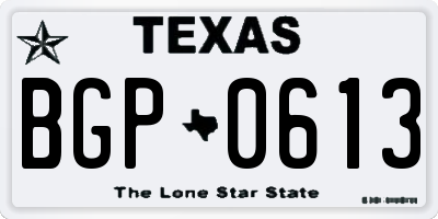 TX license plate BGP0613