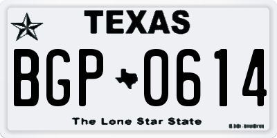 TX license plate BGP0614