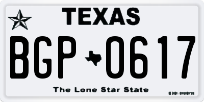 TX license plate BGP0617