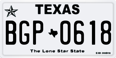 TX license plate BGP0618