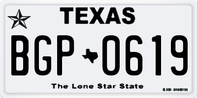 TX license plate BGP0619