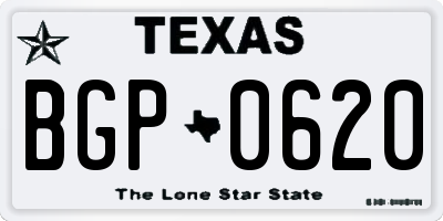 TX license plate BGP0620