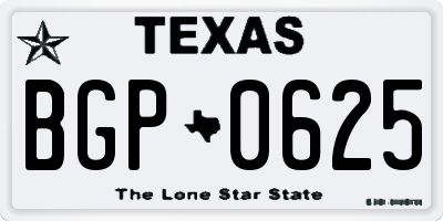 TX license plate BGP0625