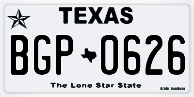 TX license plate BGP0626