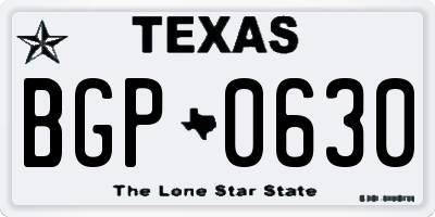 TX license plate BGP0630