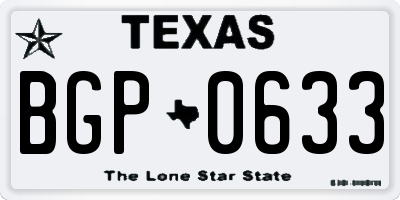 TX license plate BGP0633