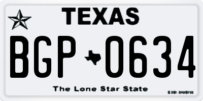 TX license plate BGP0634