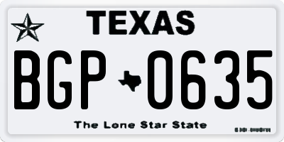 TX license plate BGP0635