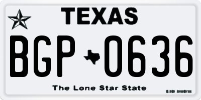 TX license plate BGP0636