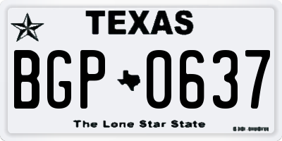 TX license plate BGP0637