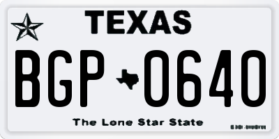 TX license plate BGP0640