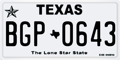 TX license plate BGP0643